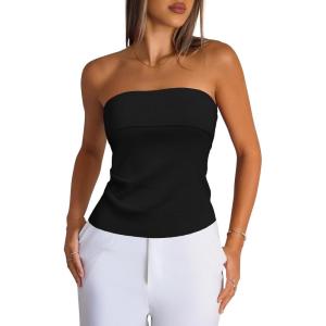 Arach&Cloz Women’s Silk Blend Non See Through Non Slip Fall Fashion Tube Top 2025(Black)