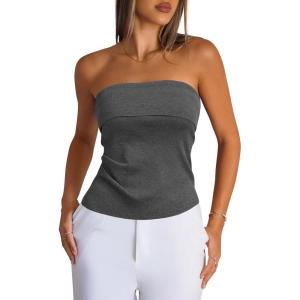 Arach&Cloz Women’s Silk Blend Non See Through Non Slip Fall Fashion Tube Top 2025(Dark Gray)