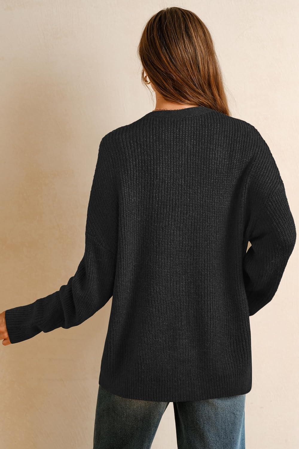 imageArachampampCloz Womens Mohair Wool Blend Fall Chunky Business Cardigan Sweaters 2025Black