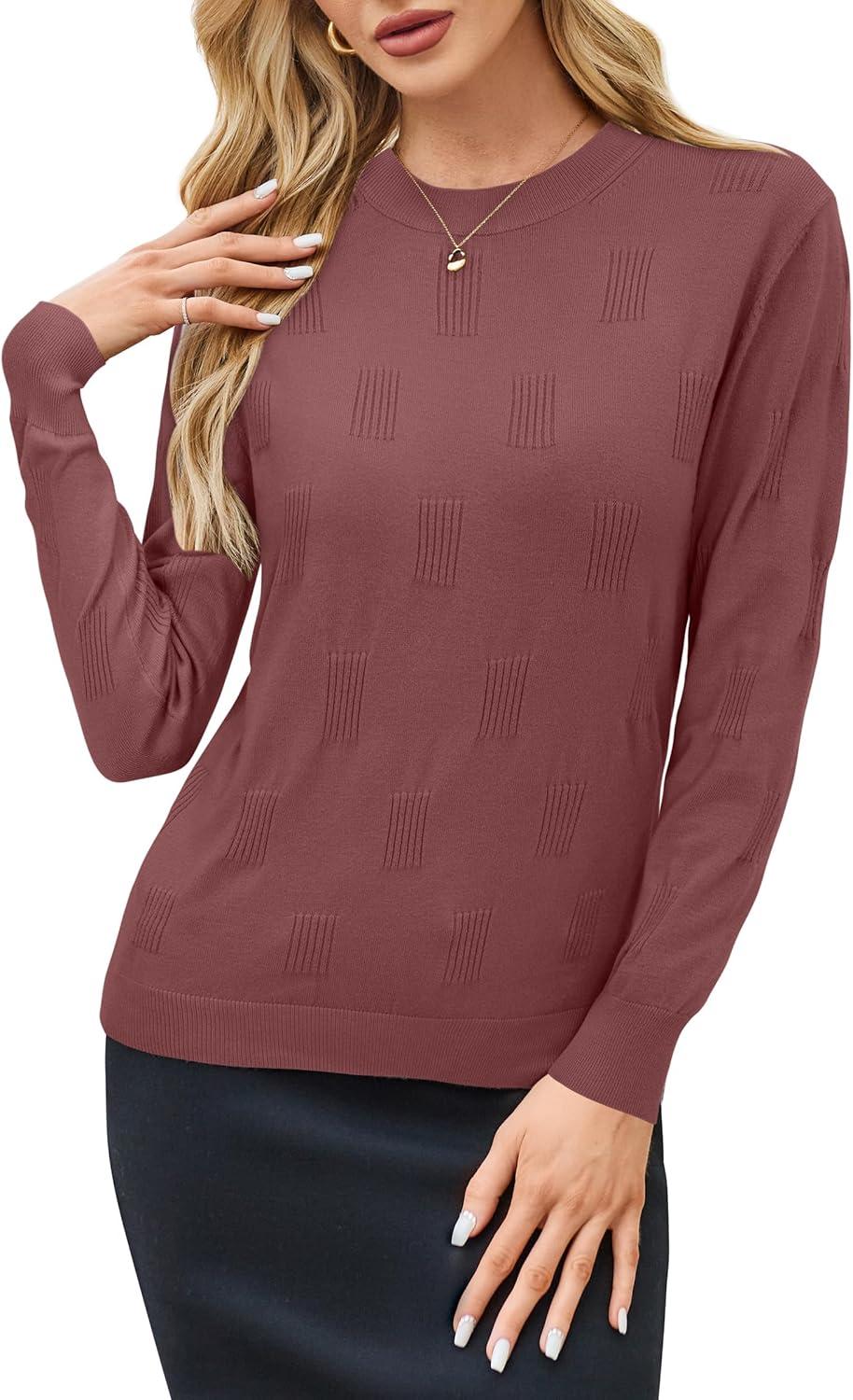 imageArachampampCloz Womens Soft Knit Sweater Fall Dressy Casual Pullover TopsAdusty Red