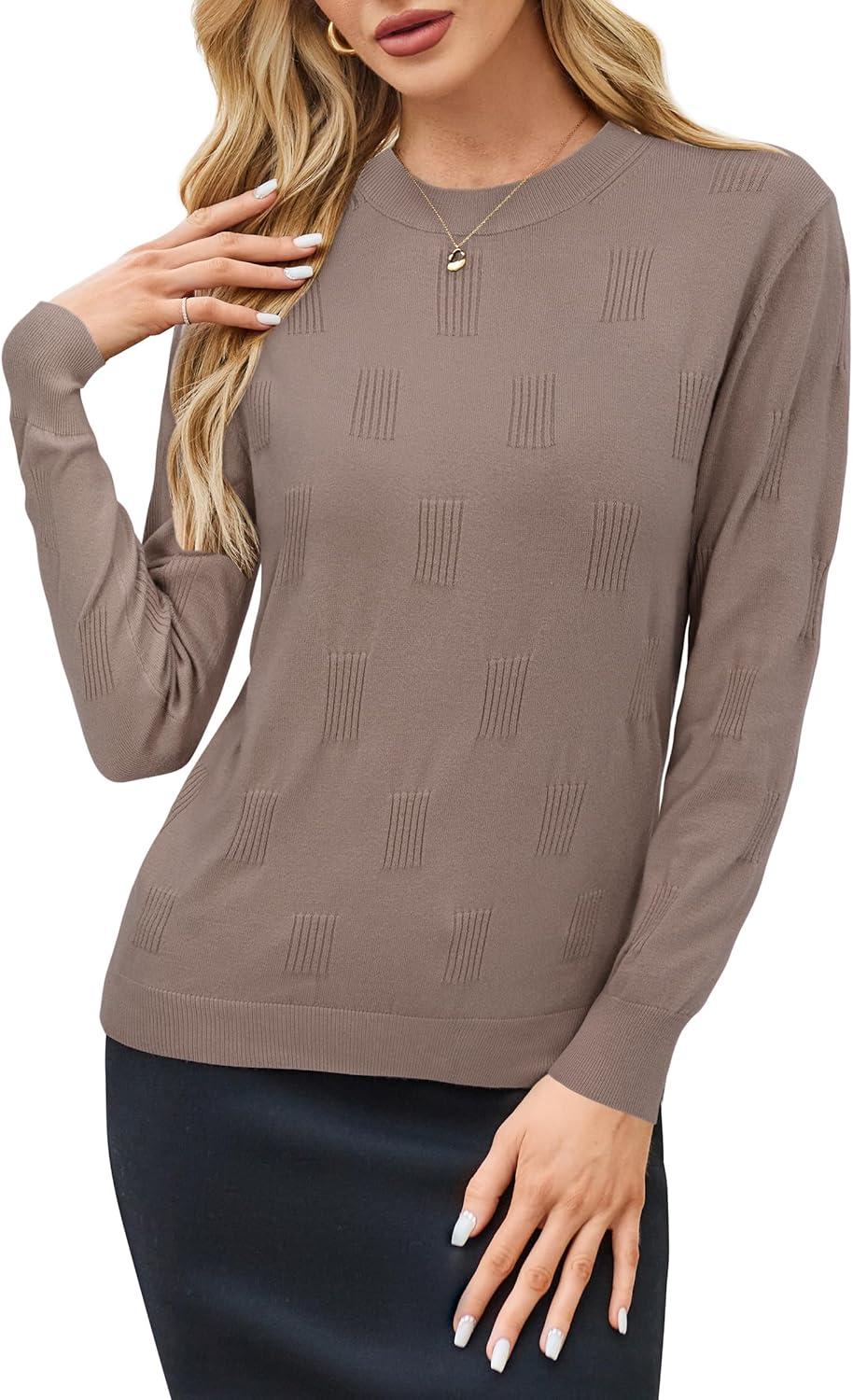 imageArachampampCloz Womens Soft Knit Sweater Fall Dressy Casual Pullover TopsAdusty Rose