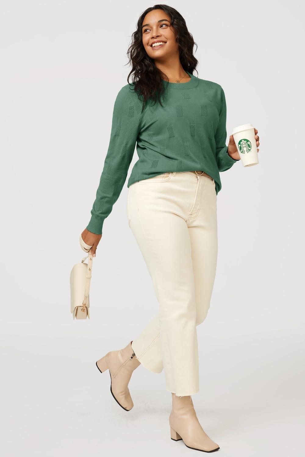 imageArachampampCloz Womens Soft Knit Sweater Fall Dressy Casual Pullover TopsAgray Green