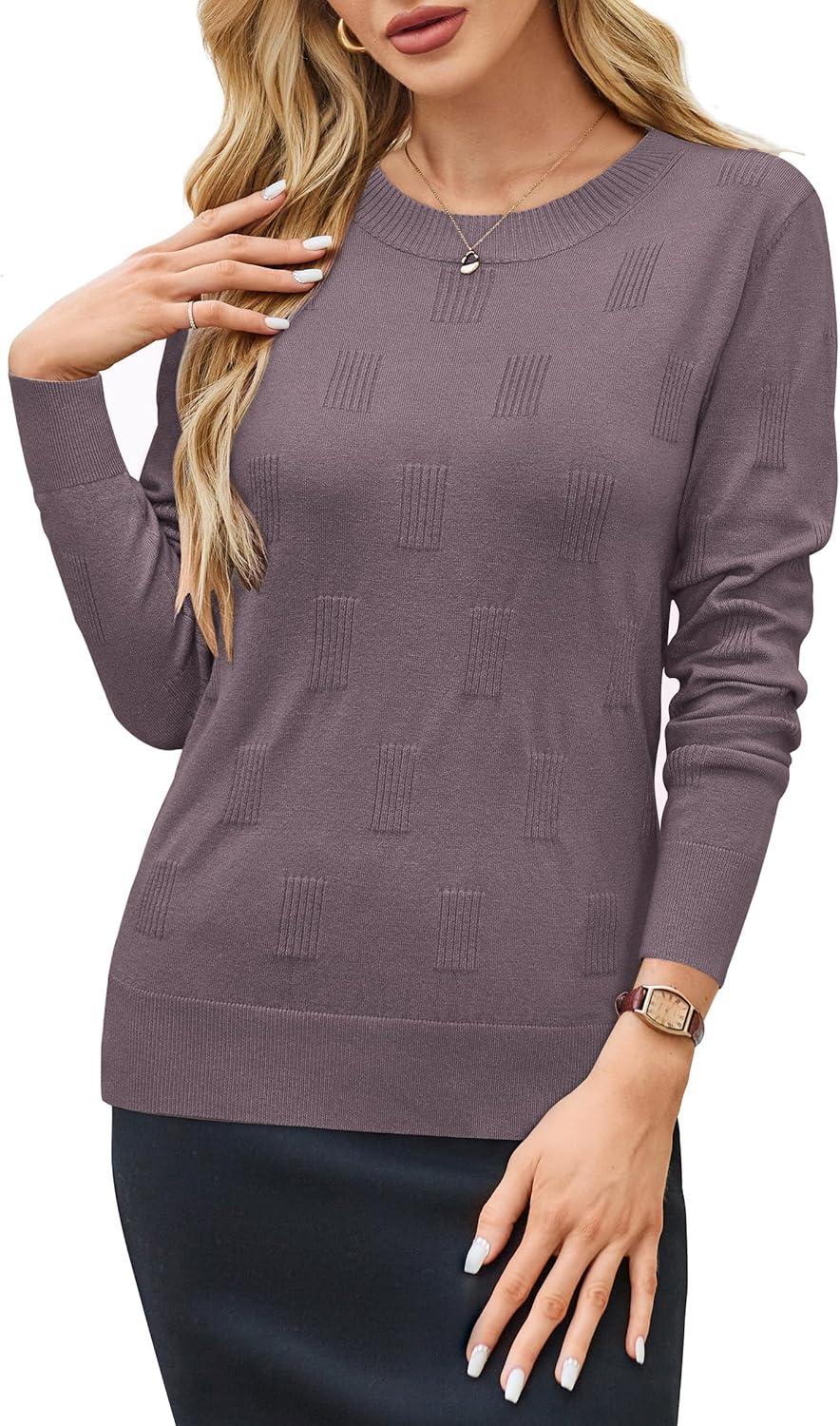 imageArachampampCloz Womens Soft Knit Sweater Fall Dressy Casual Pullover TopsAgray Purple