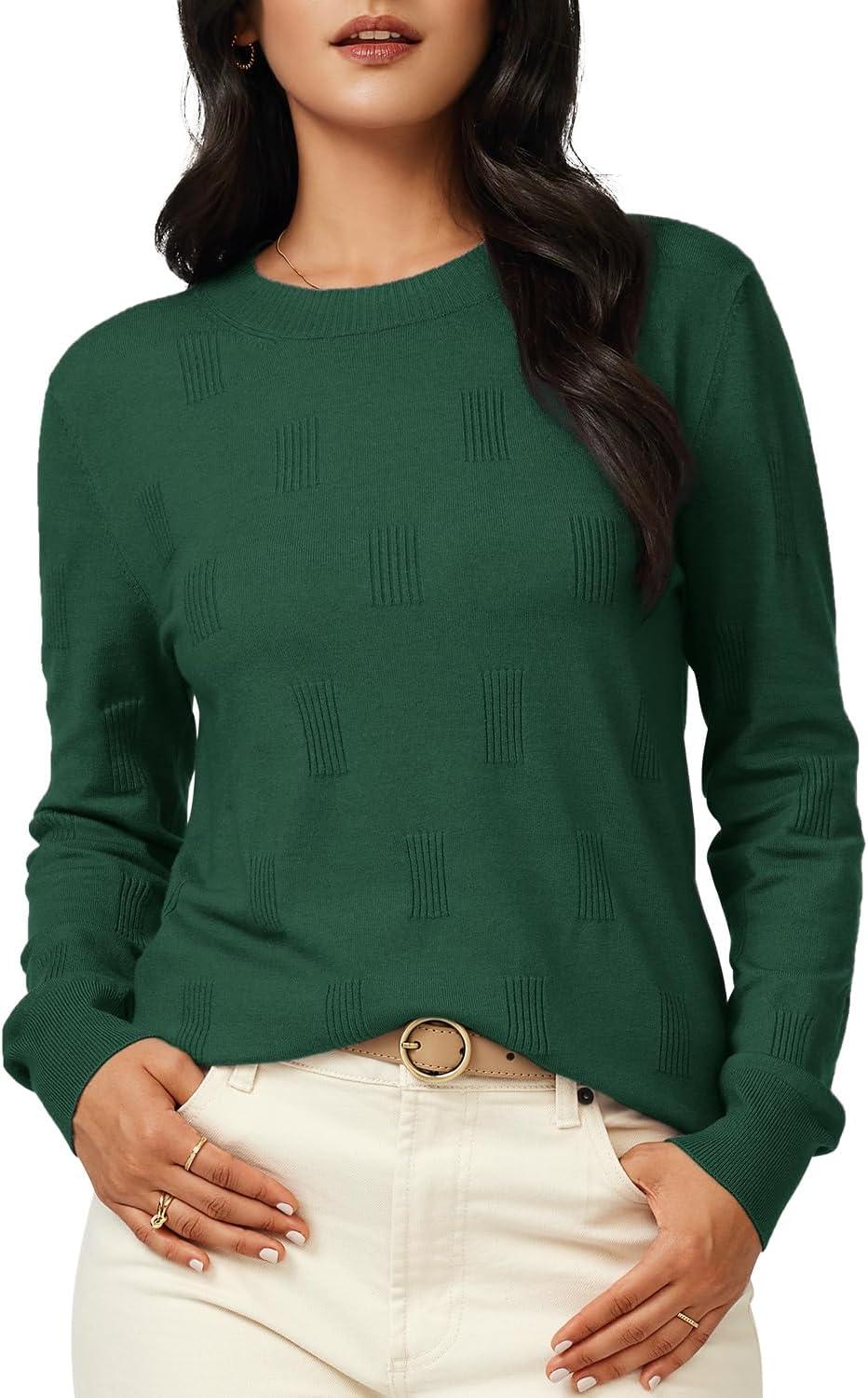 imageArachampampCloz Womens Soft Knit Sweater Fall Dressy Casual Pullover TopsAgreen