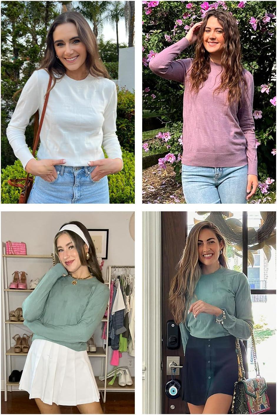 imageArachampampCloz Womens Soft Knit Sweater Fall Dressy Casual Pullover TopsAgrey Blue