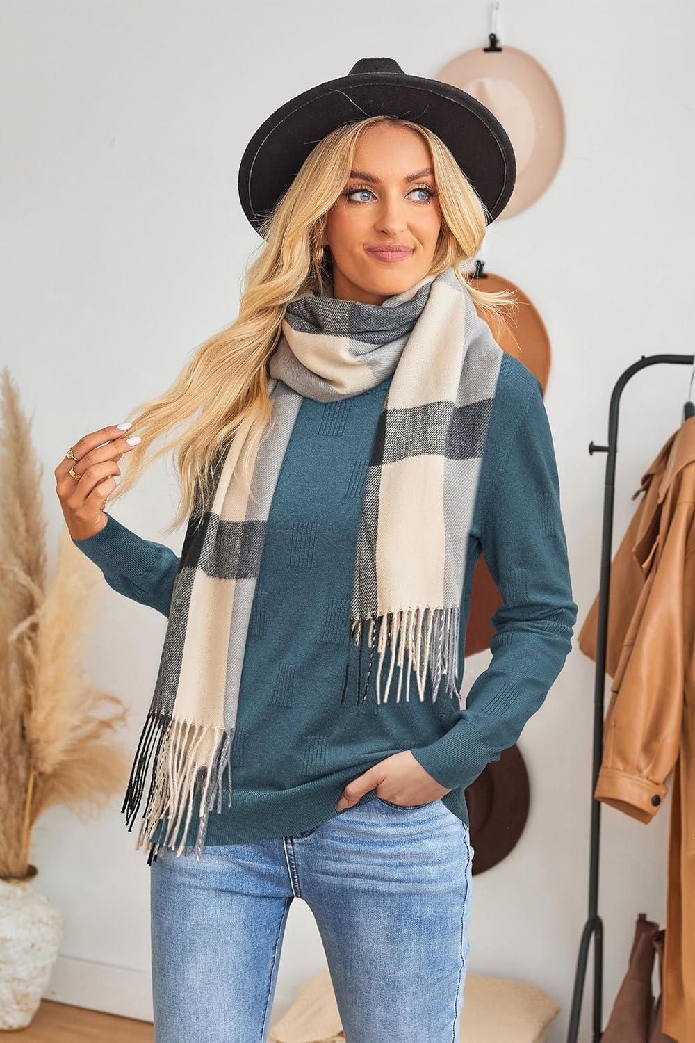 imageArachampampCloz Womens Soft Knit Sweater Fall Dressy Casual Pullover TopsAnebulas Blue
