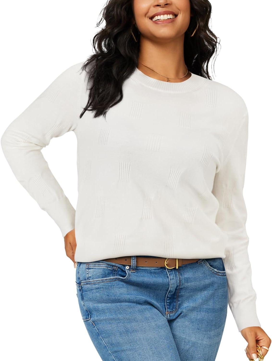 imageArachampampCloz Womens Soft Knit Sweater Fall Dressy Casual Pullover TopsAoff White