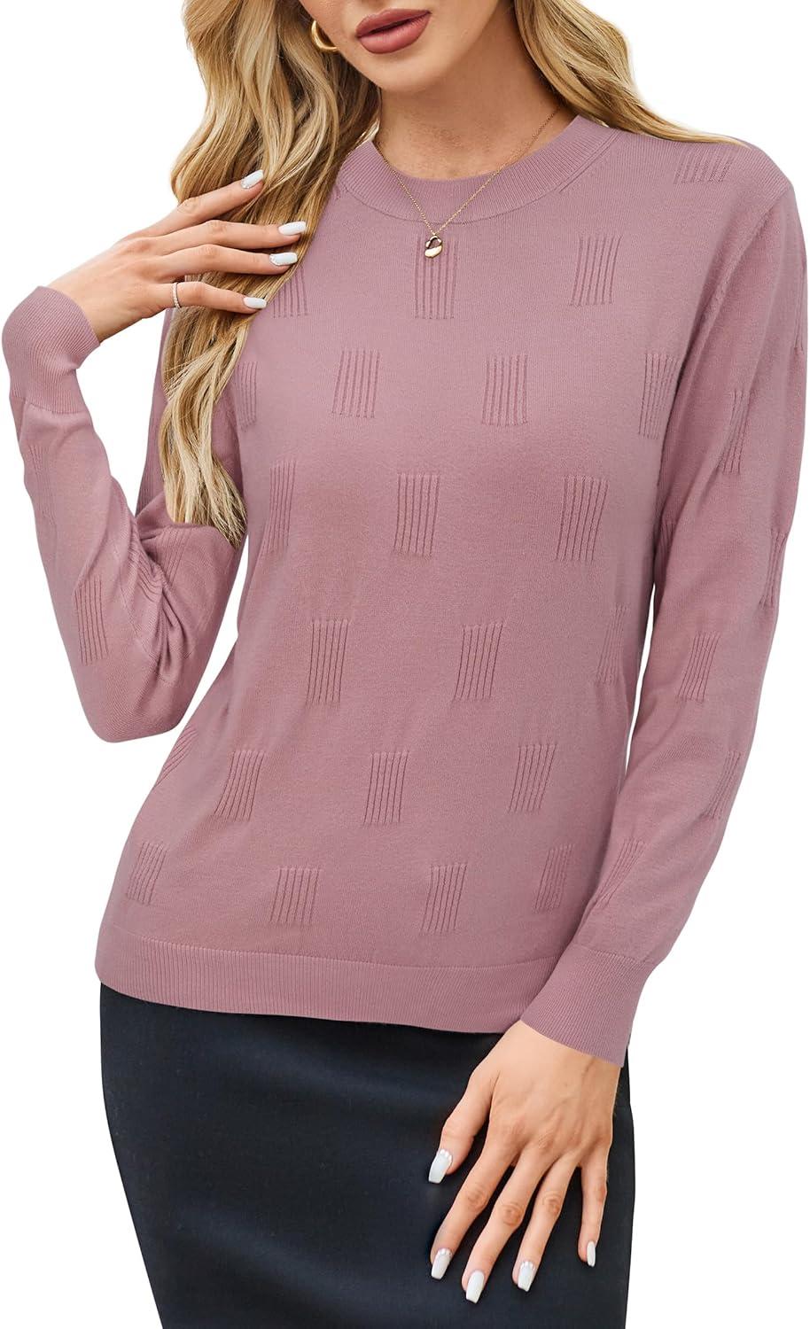 imageArachampampCloz Womens Soft Knit Sweater Fall Dressy Casual Pullover TopsApink