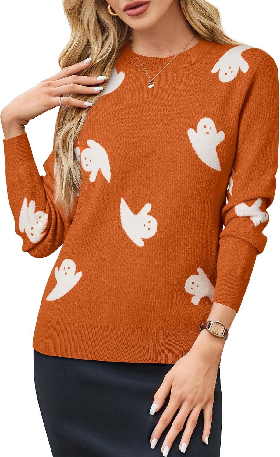 imageArachampampCloz Womens Soft Knit Sweater Fall Dressy Casual Pullover TopsHalloween01