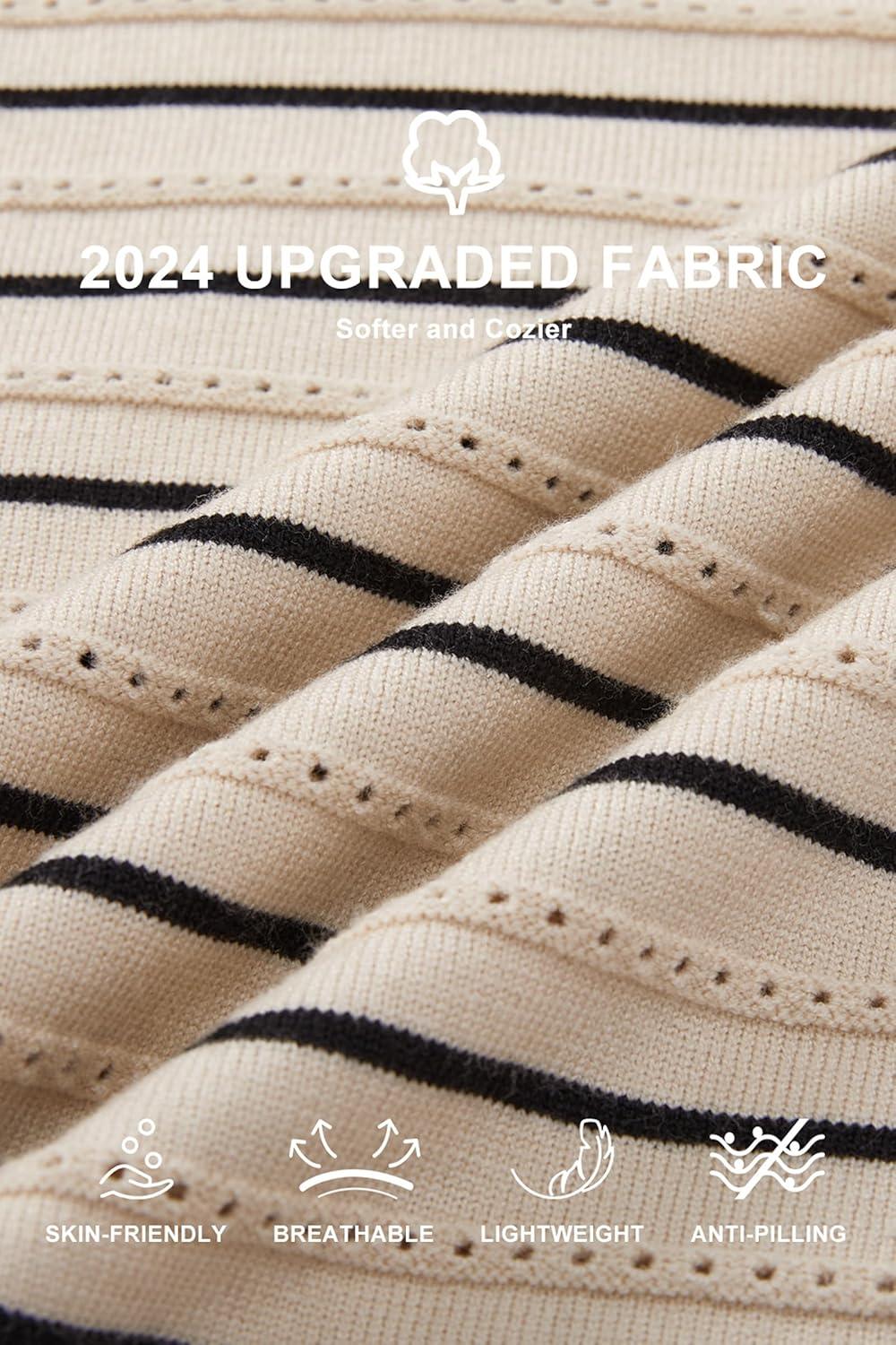 imageArachampampCloz Womens Soft Knit Sweater Fall Dressy Casual Pullover TopsStriped Apricot Black