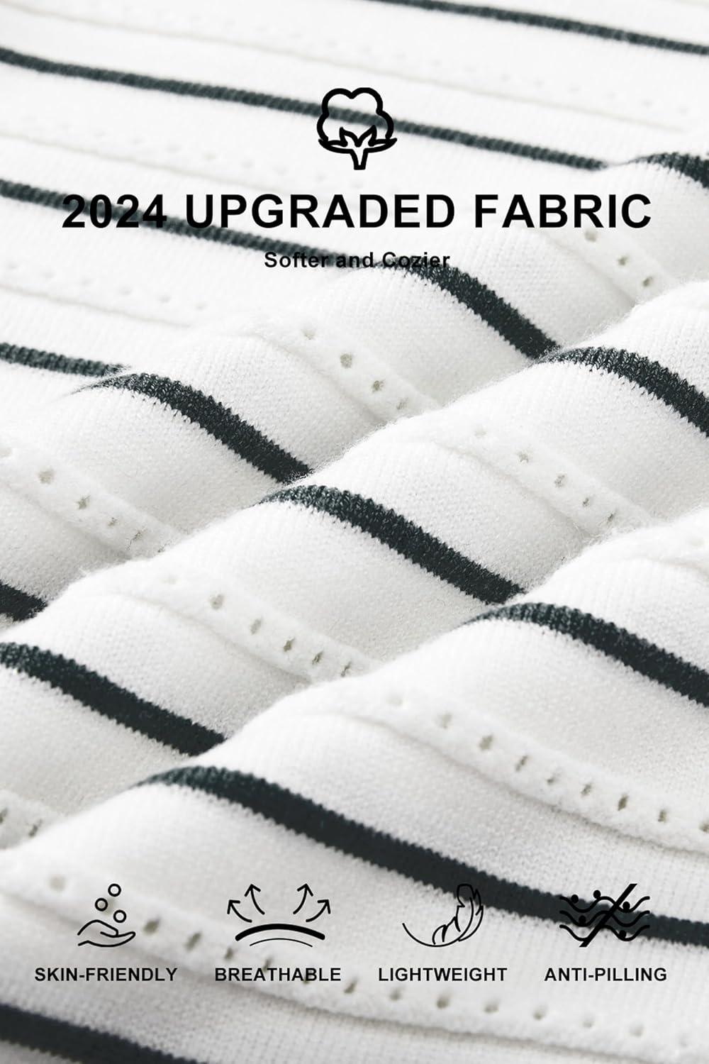 imageArachampampCloz Womens Soft Knit Sweater Fall Dressy Casual Pullover TopsStriped White Black