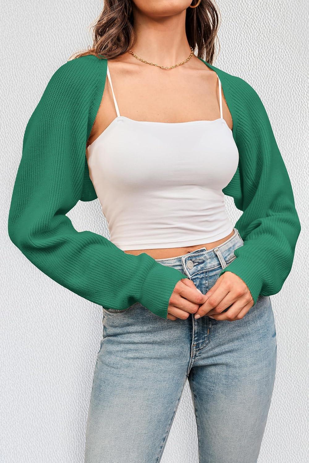 imageArachampampCloz Womens Wool Blend Bolero Shrug Fall Fashion Cropped Cardigans 2025Dark Green