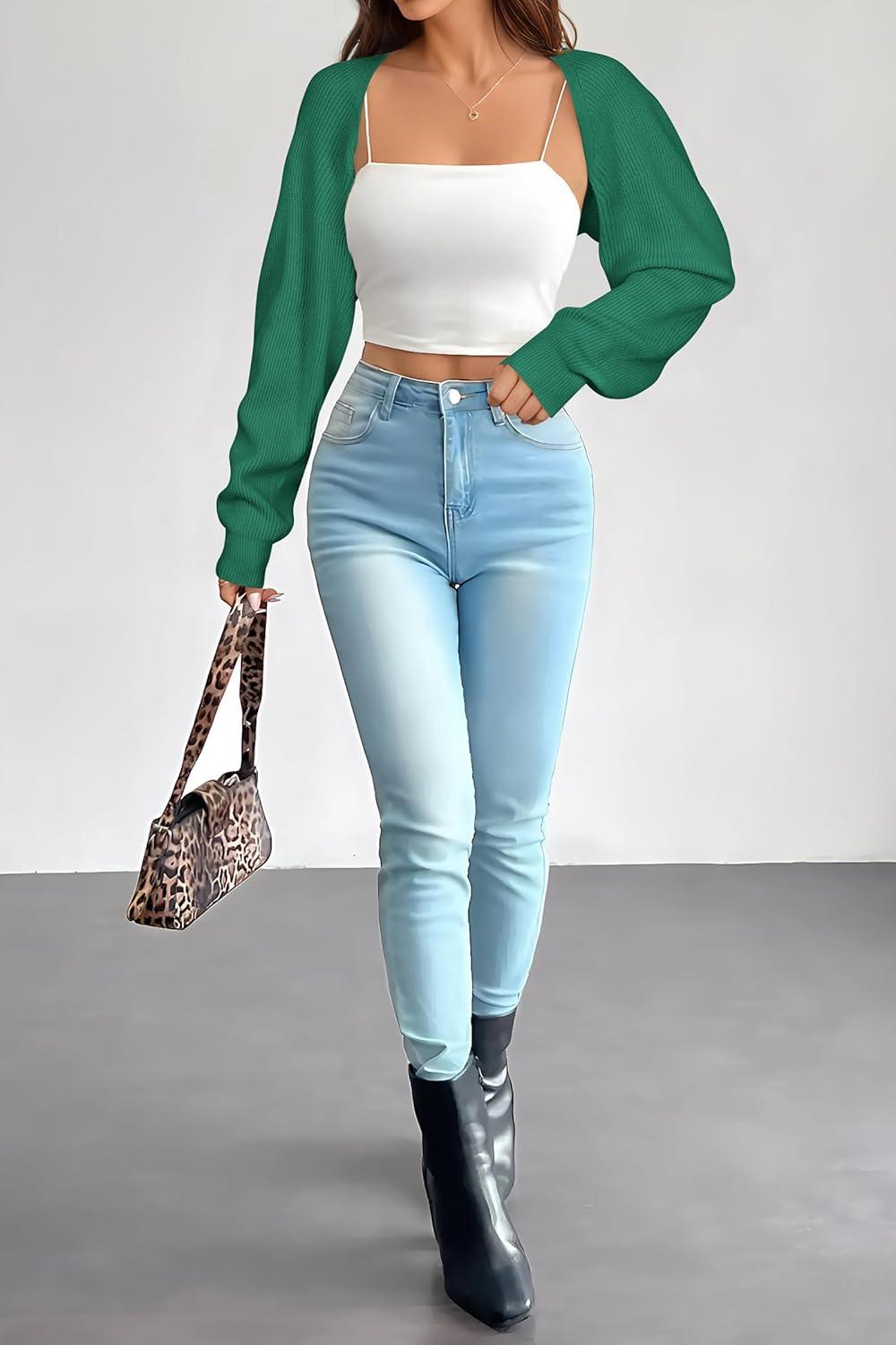 imageArachampampCloz Womens Wool Blend Bolero Shrug Fall Fashion Cropped Cardigans 2025Dark Green