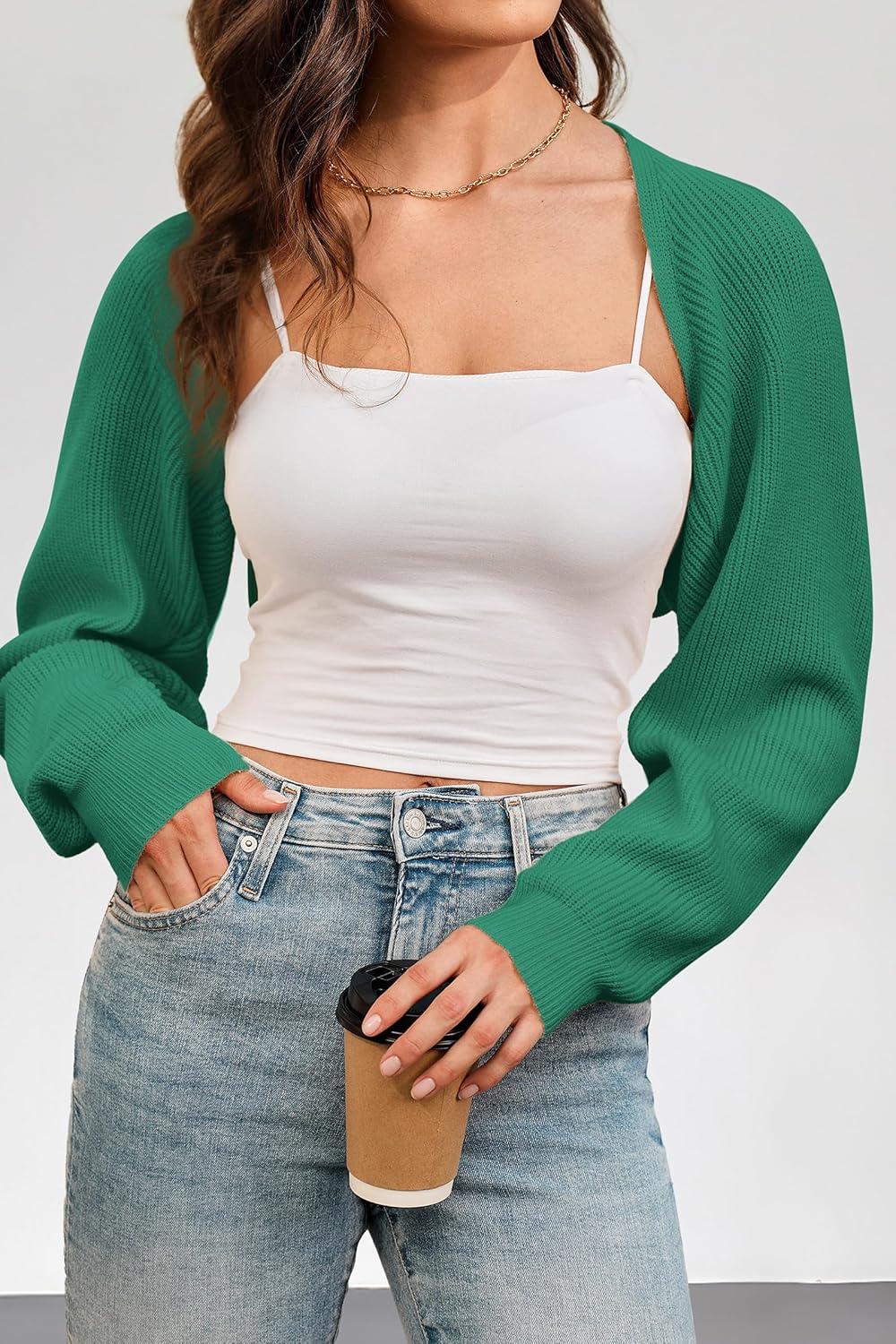 imageArachampampCloz Womens Wool Blend Bolero Shrug Fall Fashion Cropped Cardigans 2025Dark Green