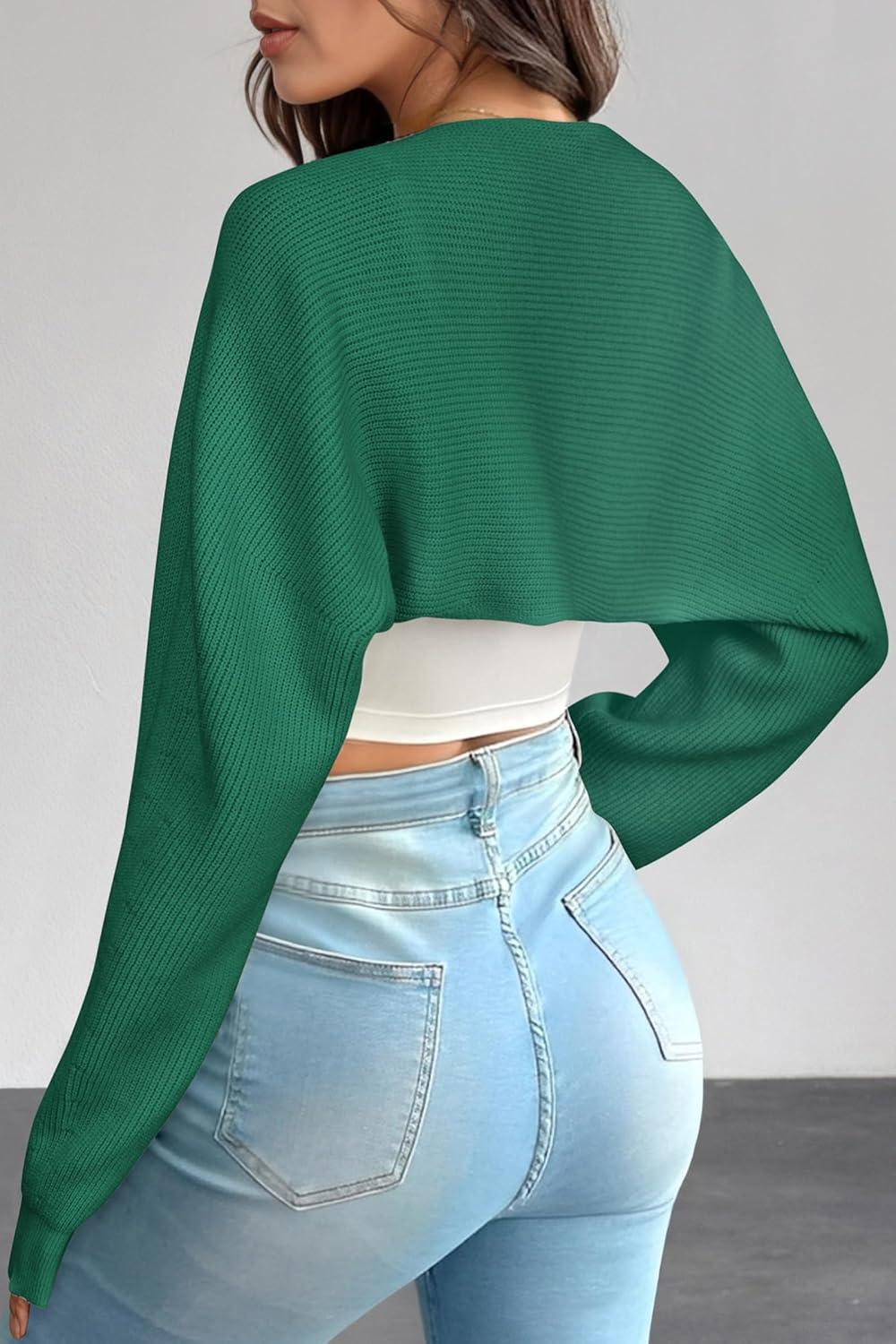 imageArachampampCloz Womens Wool Blend Bolero Shrug Fall Fashion Cropped Cardigans 2025Dark Green