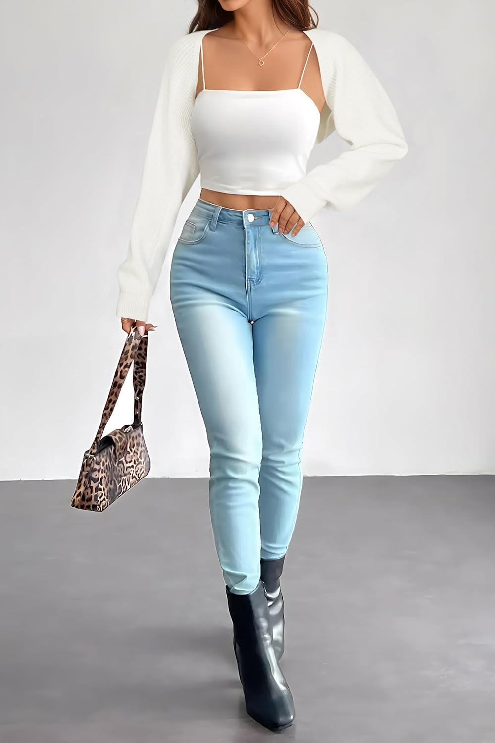 imageArachampampCloz Womens Wool Blend Bolero Shrug Fall Fashion Cropped Cardigans 2025White