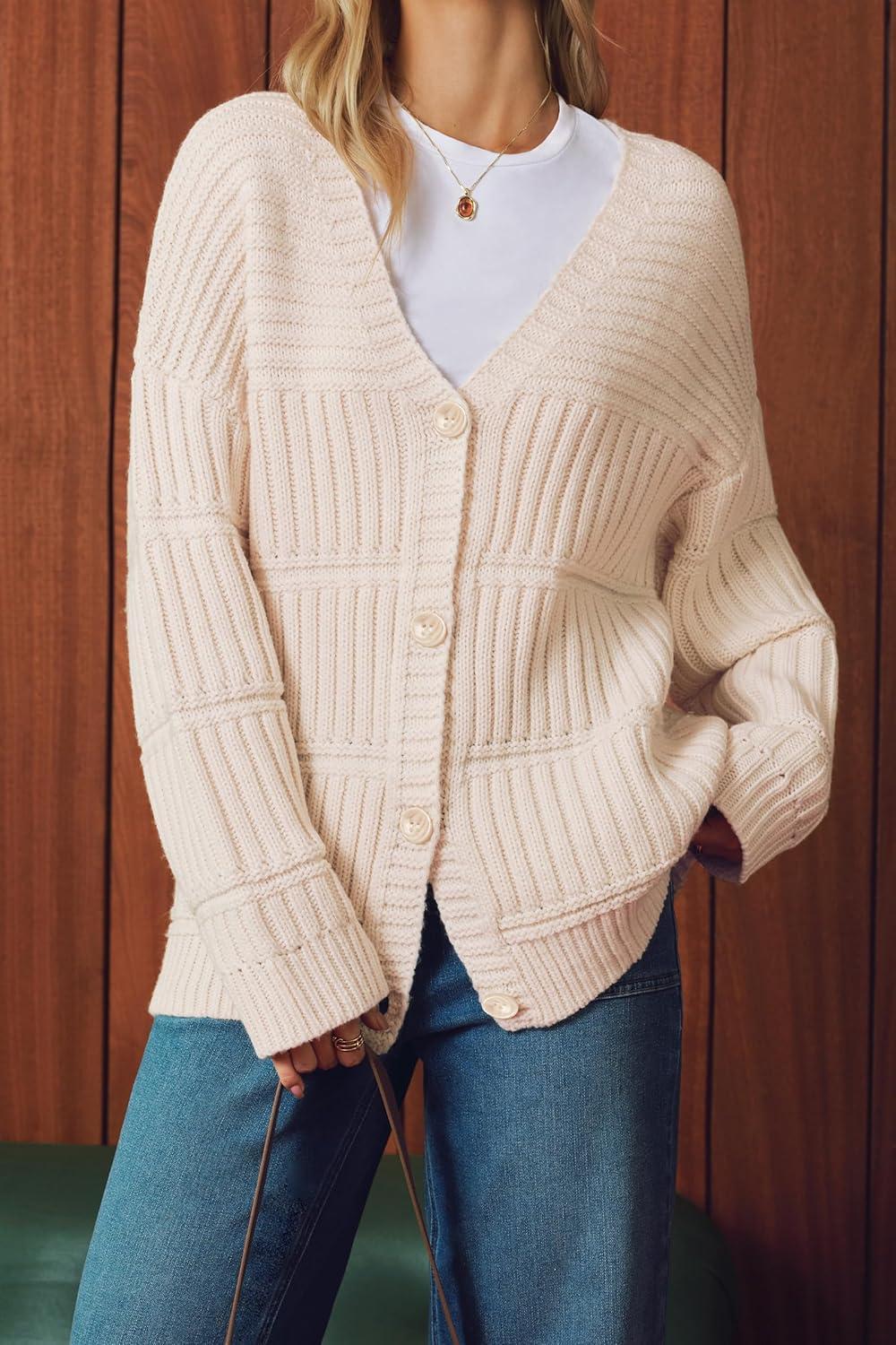 imageArachampampCloz Womens Wool Blend Chunky Knit Winter Cardigan Sweaters 2025Apricot