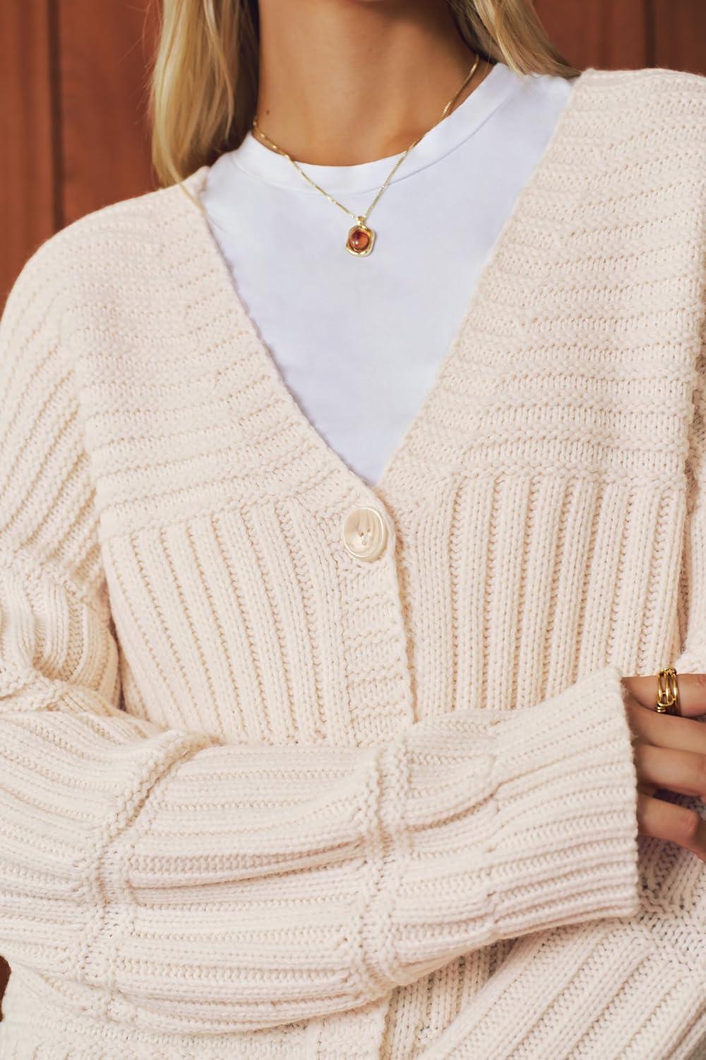 imageArachampampCloz Womens Wool Blend Chunky Knit Winter Cardigan Sweaters 2025Apricot