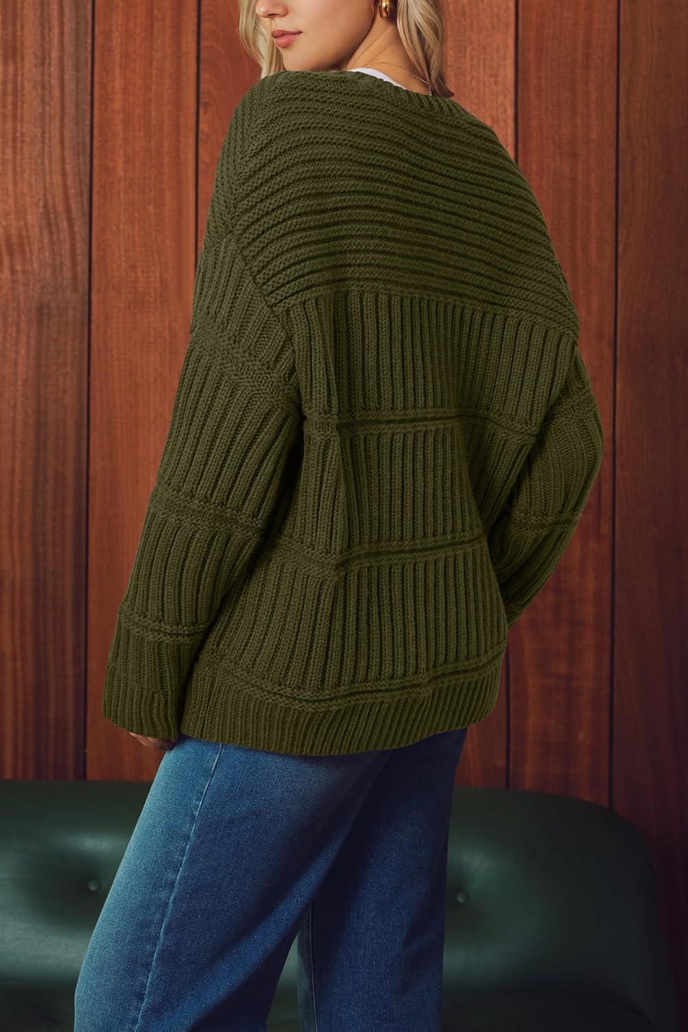 imageArachampampCloz Womens Wool Blend Chunky Knit Winter Cardigan Sweaters 2025Army Green