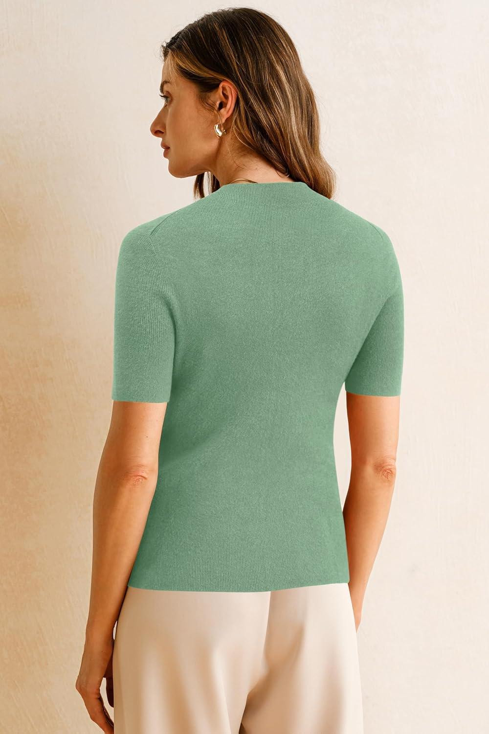 imageArachampampCloz Womens Wool Blend Fall Seamless Rip Resistant Tops Opaque Business Casual ShirtsSage Green