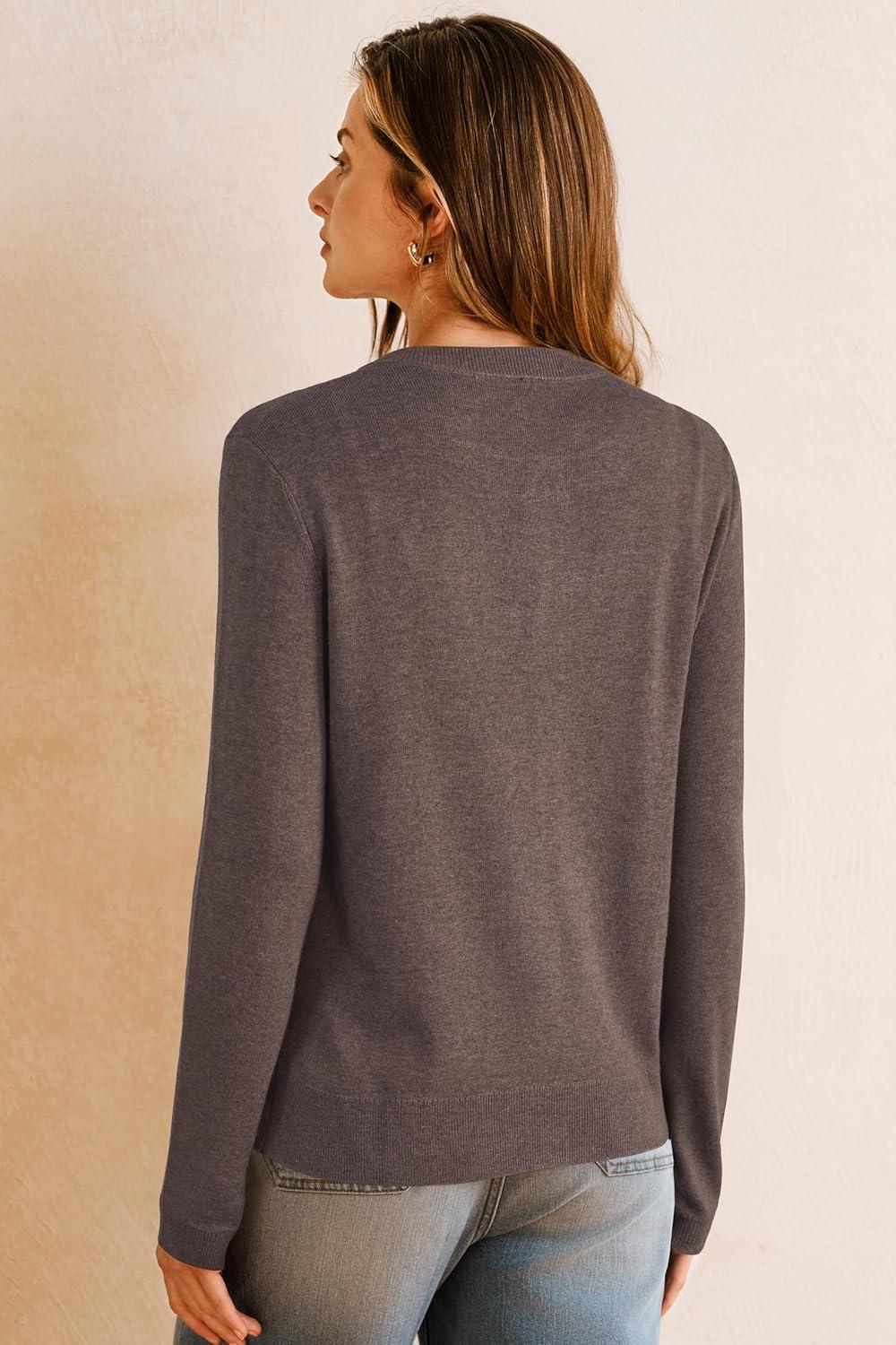 imageArachampampCloz Womens Wool Blend Lightweight Spring Business Casual Cardigan Sweaters TopsCoffee