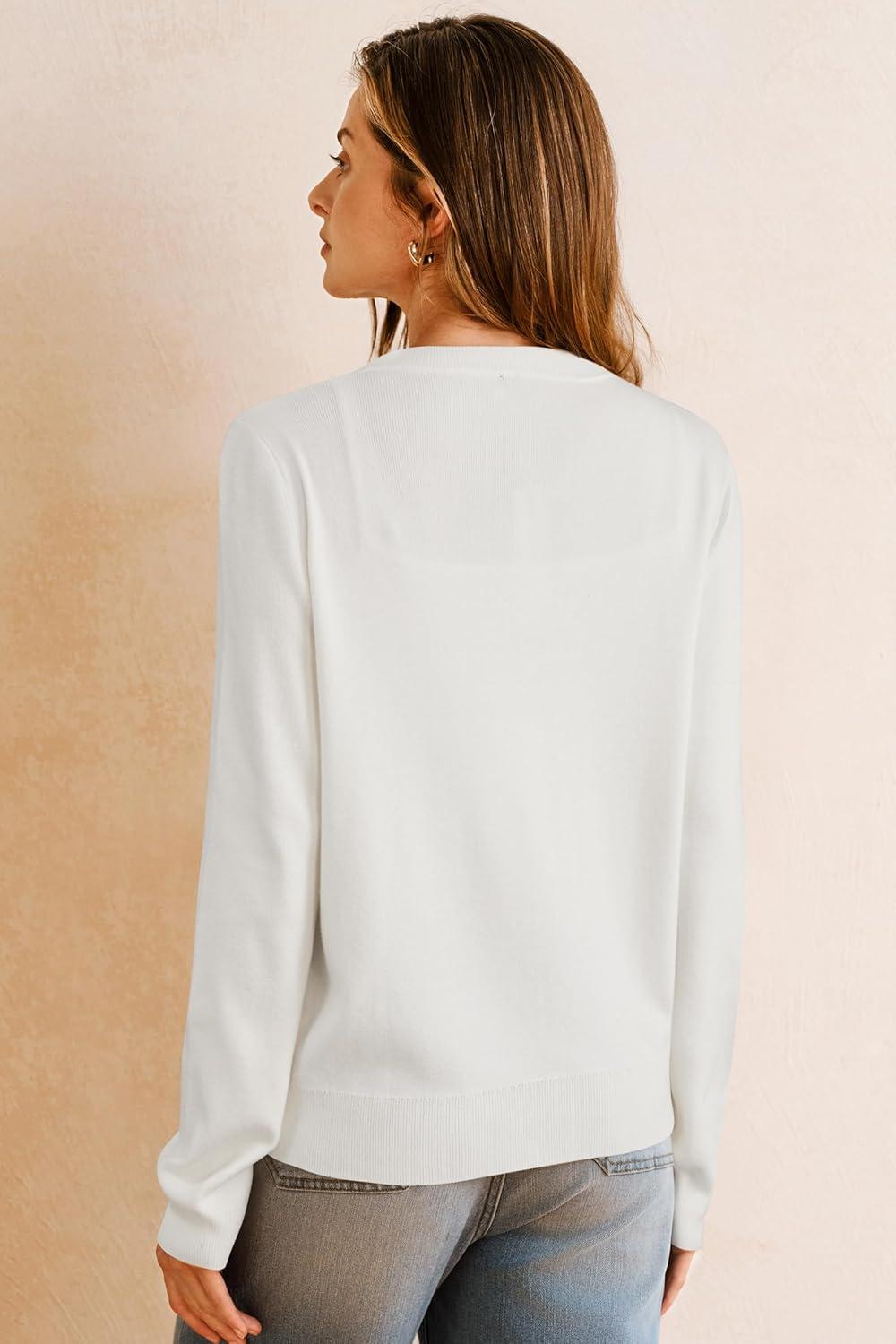 imageArachampampCloz Womens Wool Blend Lightweight Spring Business Casual Cardigan Sweaters TopsOffwhite