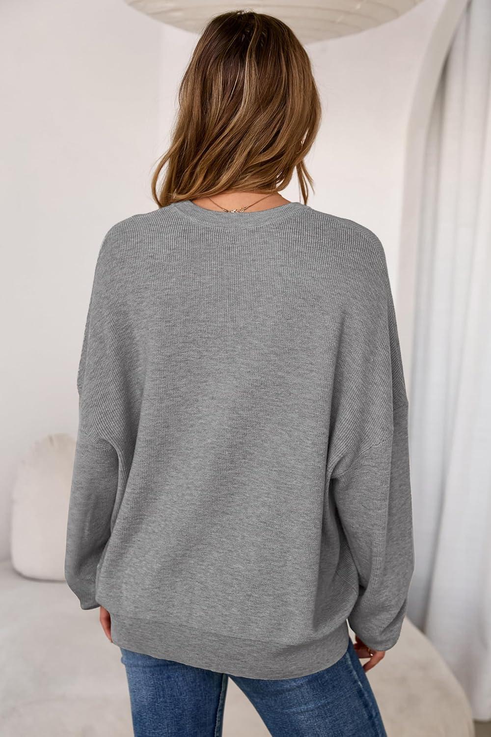 imageArachampampCloz Womens Wool Blend Oversized Sweaters Crewneck Casual Fall Outfits Fashion TopsGray