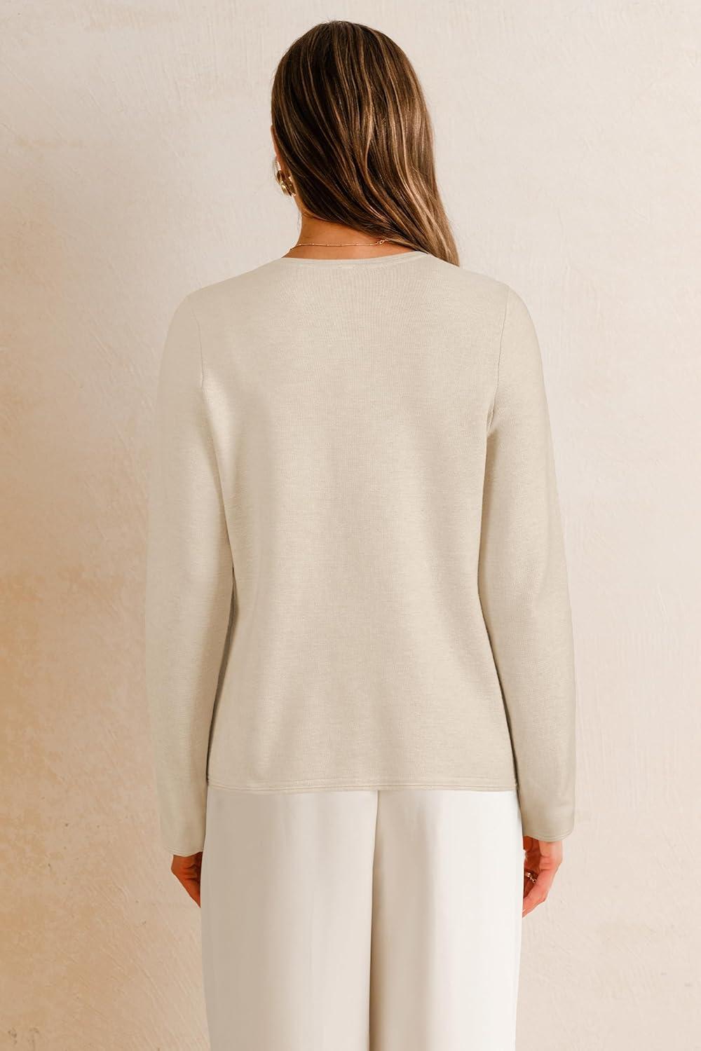 imageArachampampCloz Womens Wool Blend Sweater Blazers Business Casual Jacket with Pockets 2025Apricot