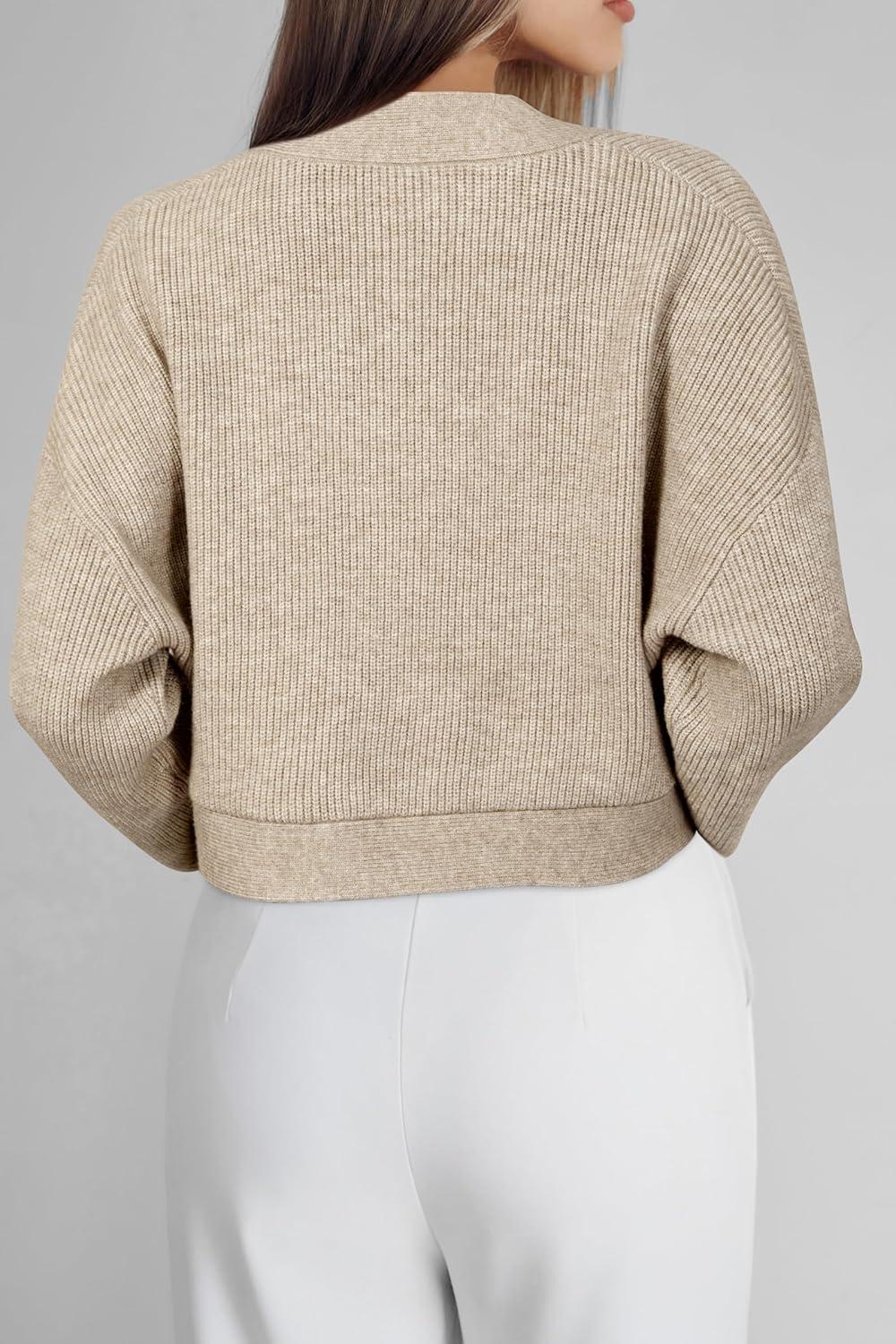 imageArachampampCloz Womens Wool Blend Sweaters Fall Cropped Cardigan Bolero Shrug for Dresses 2025Apricot
