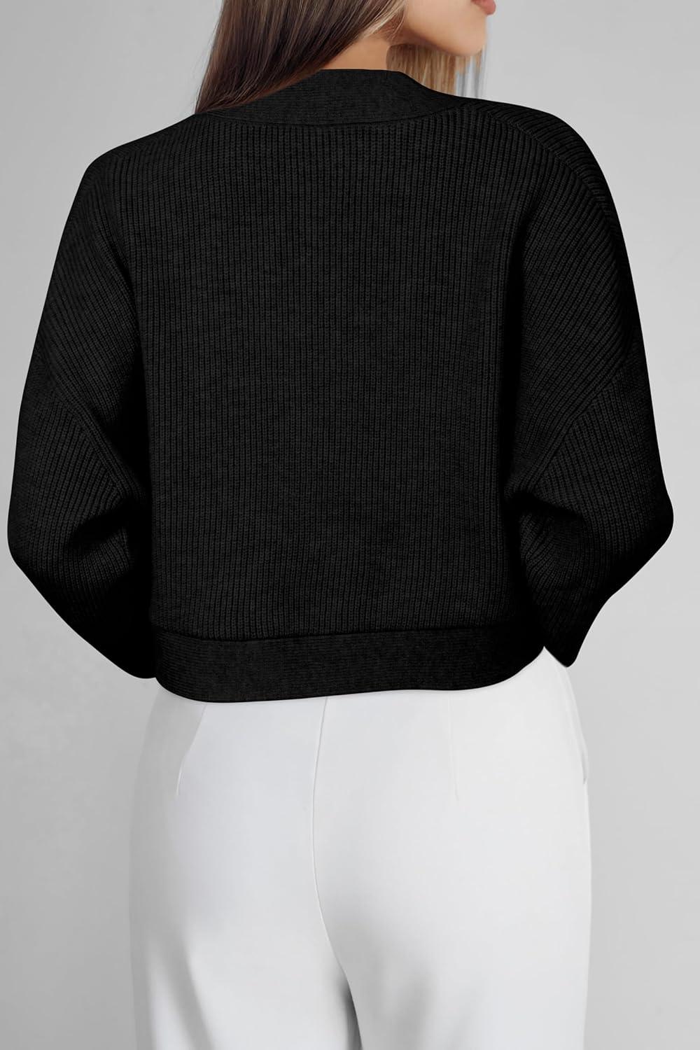 imageArachampampCloz Womens Wool Blend Sweaters Fall Cropped Cardigan Bolero Shrug for Dresses 2025Black