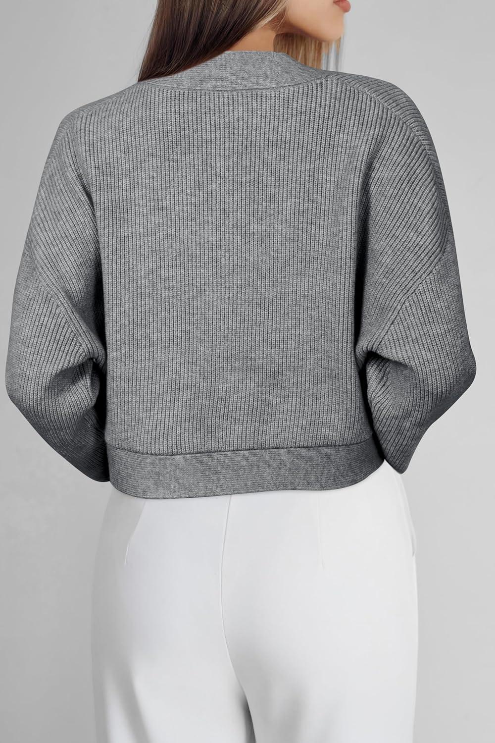 imageArachampampCloz Womens Wool Blend Sweaters Fall Cropped Cardigan Bolero Shrug for Dresses 2025Gray