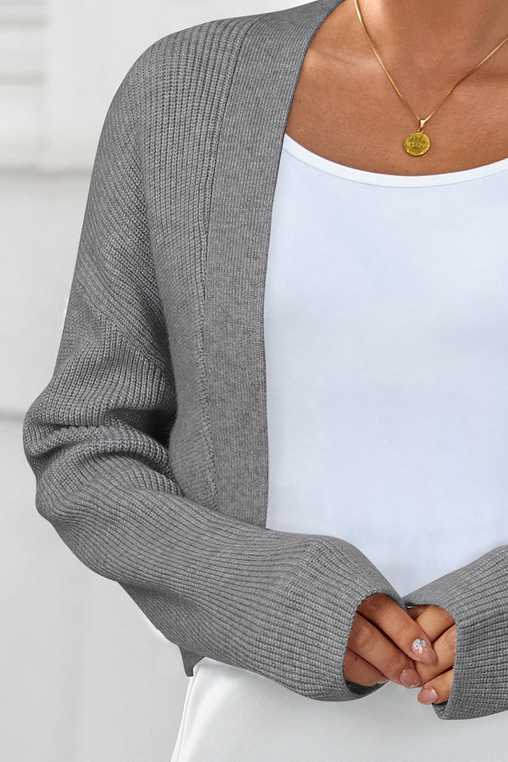 imageArachampampCloz Womens Wool Blend Sweaters Fall Cropped Cardigan Bolero Shrug for Dresses 2025Gray
