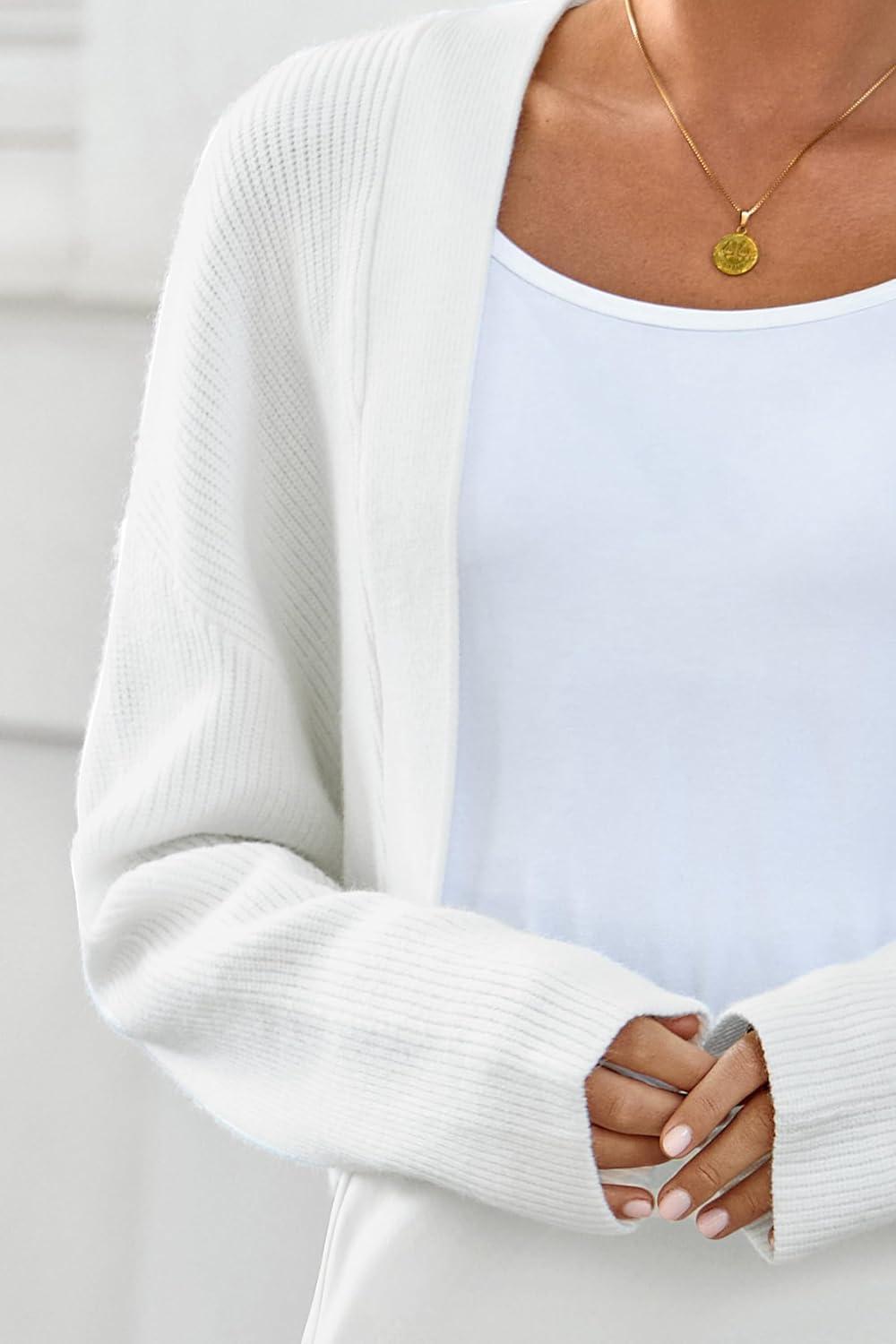 imageArachampampCloz Womens Wool Blend Sweaters Fall Cropped Cardigan Bolero Shrug for Dresses 2025Offwhite