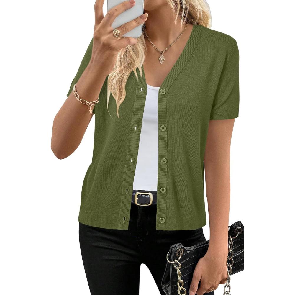 imageArachampampCloz Womens Wool Blend Business Casual Cardigan Sweaters 2025Grass Army Green