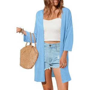 Arach&Cloz Women’s Lightweight Summer Beach Kimonos Cardigan(Light Blue)