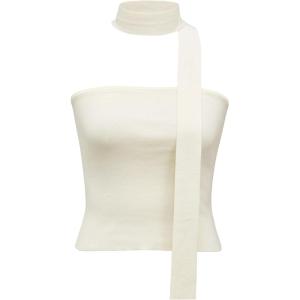 Arach&Cloz Women’s Non See Through 2-in-1 Y2K Non Slip Fall Scarf Tube Top 2025(Ivory White)