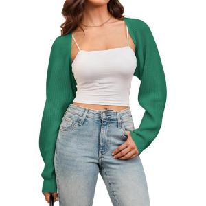 Arach&Cloz Women’s Wool Blend Bolero Shrug Fall Fashion Cropped Cardigans 2025(Dark Green)