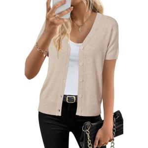Arach&Cloz Women’s Wool Blend Business Casual Cardigan Sweaters 2025(Apricot)