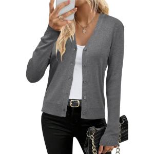 Arach&Cloz Women’s Wool Blend Business Casual Cardigan Sweaters 2025(Dark Gray)