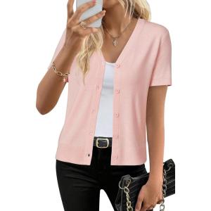 Arach&Cloz Women’s Wool Blend Business Casual Cardigan Sweaters 2025(Light Pink)