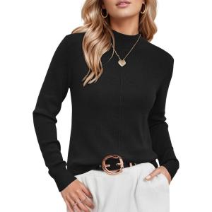 Arach&Cloz Women’s Wool Blend Fall Sweaters Mock Neck Business Casual Outfits(A-black)