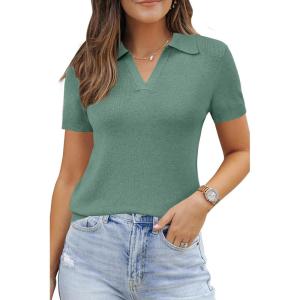 Arach&Cloz Women’s Wool Blend Spring Business Casual Relaxed fit Short Sleeve Pullover Sweater 2026(Sage Green)