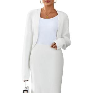 Arach&Cloz Women’s Wool Blend Sweaters Fall Cropped Cardigan Bolero Shrug for Dresses 2025(Off-white)