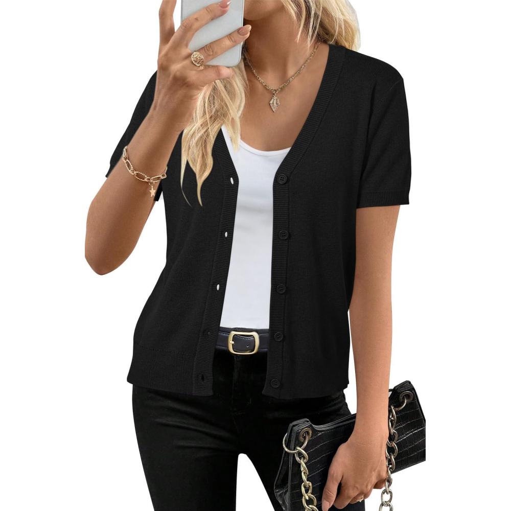 imageArachampampCloz Womens Wool Blend Business Casual Cardigan Sweaters TopsBlack