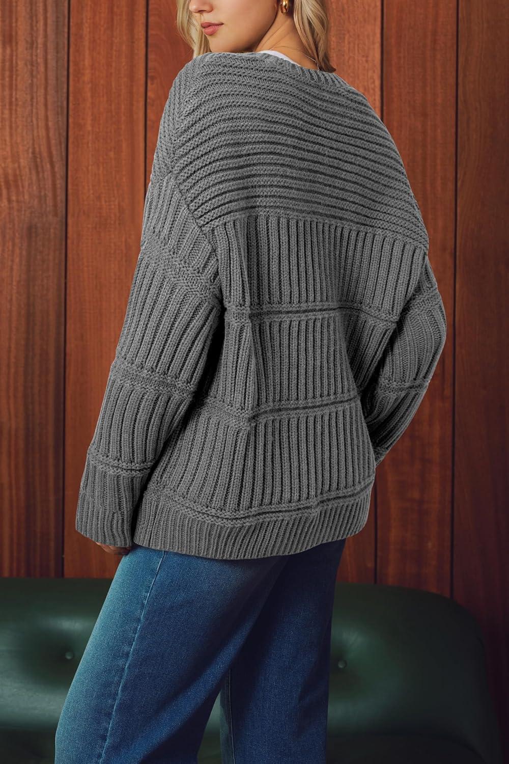 imageArachampampCloz Womens Wool Blend Chunky Knit Winter Cardigan Sweaters OutfitsGrey