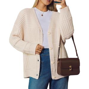 Arach&Cloz Women’s Wool Blend Chunky Knit Winter Cardigan Sweaters Outfits(Apricot)