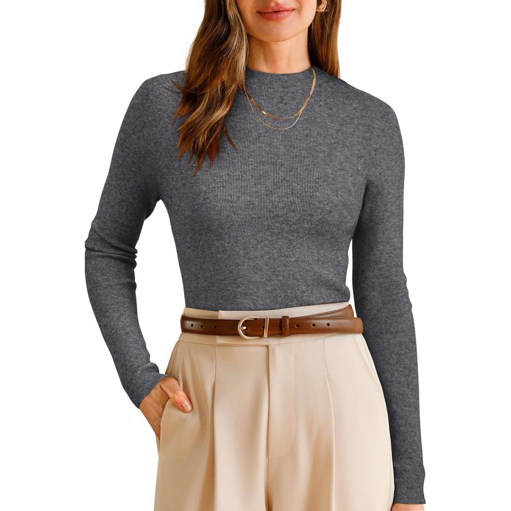 imageArachampampCloz Womens Wool Blend Fall Seamless Rip Resistant Warm Layered Tops Business Casual SweatersAgray
