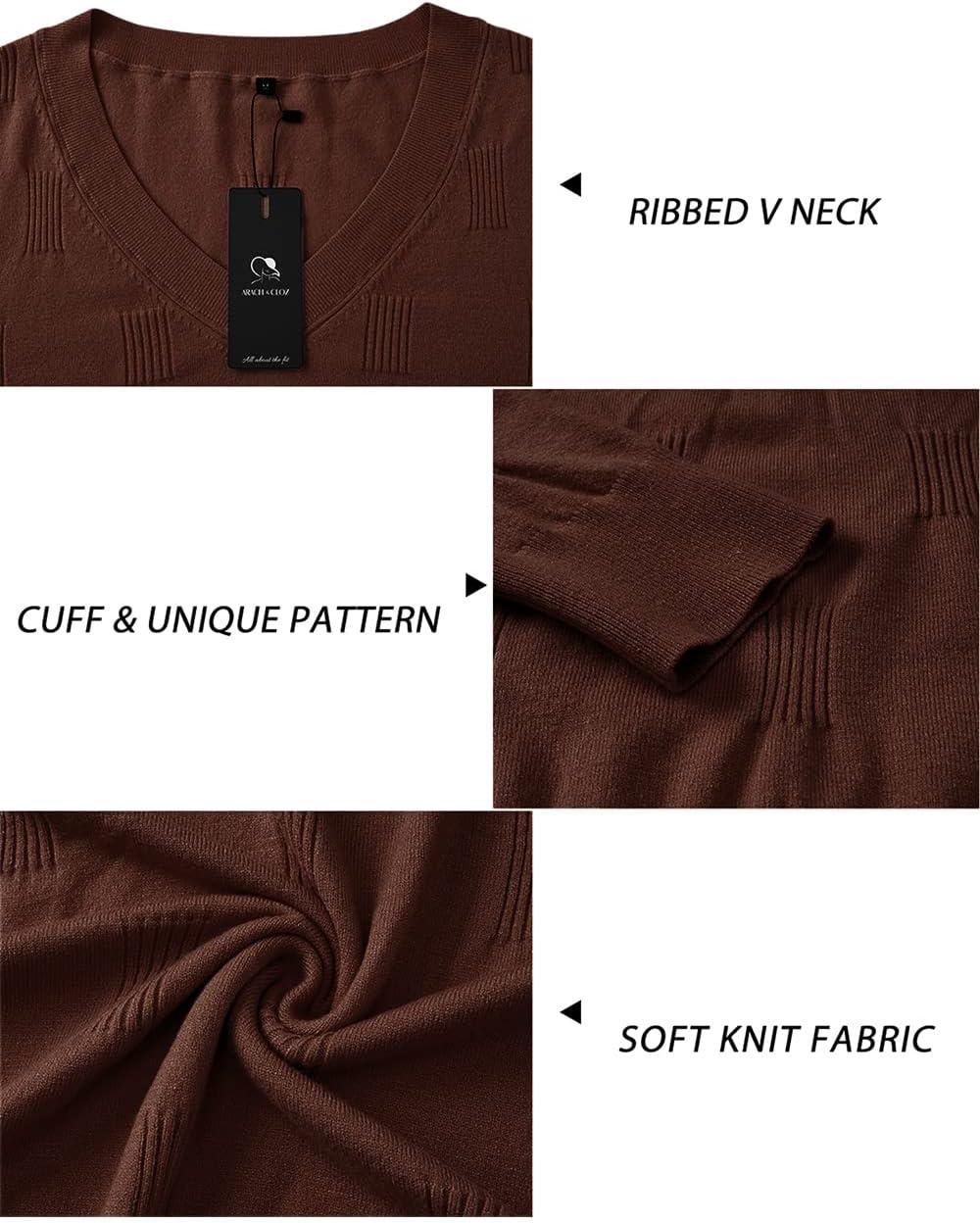 imageArachampCloz Womens Soft V Neck Long Sleeve Fall Casual Regular Fit Sweater TopsBrown