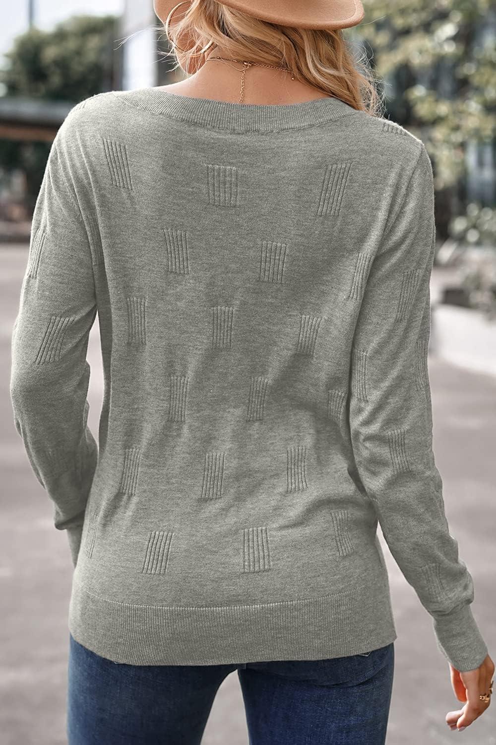 imageArachampCloz Womens Soft V Neck Long Sleeve Fall Casual Regular Fit Sweater TopsLight Grey