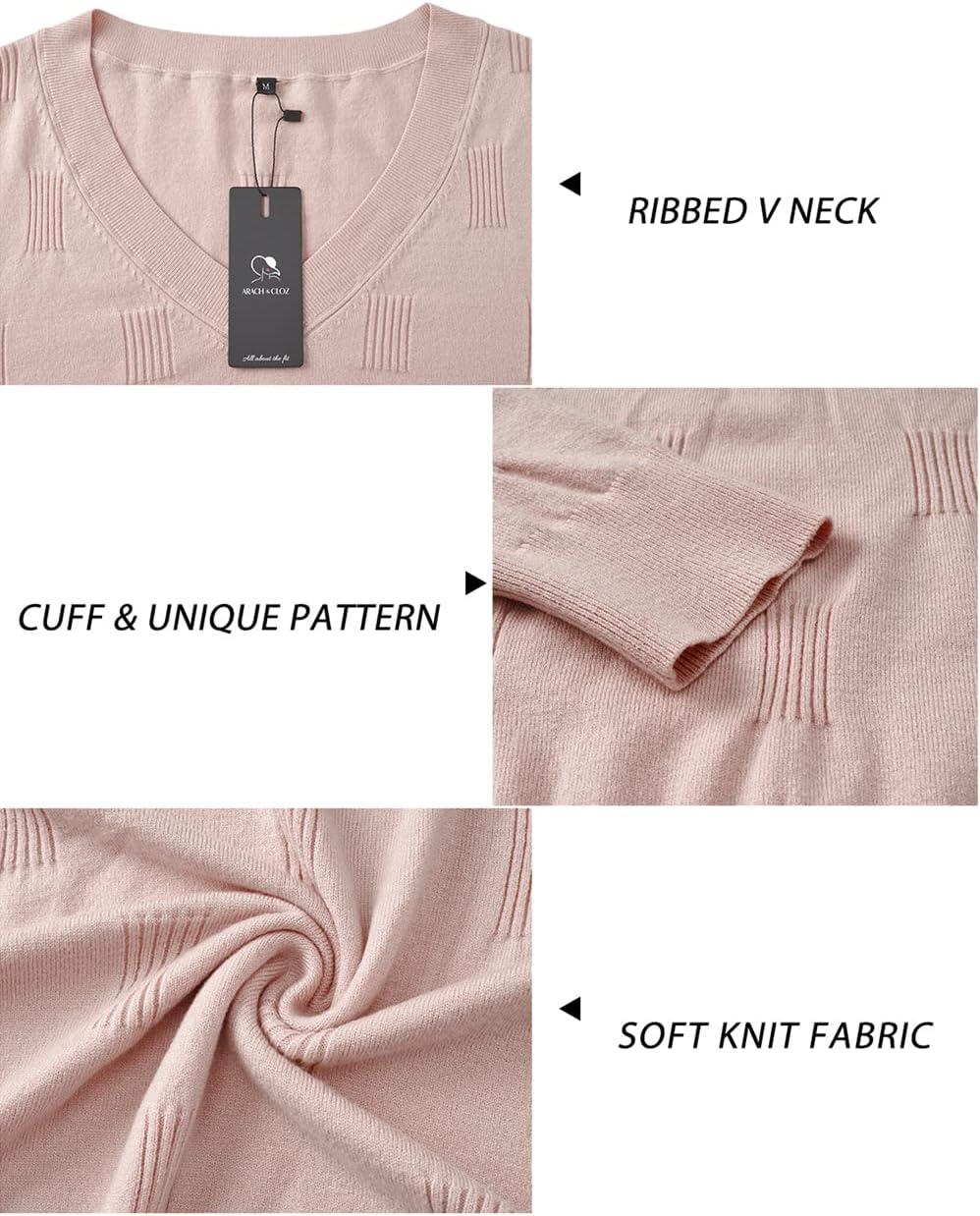 imageArachampCloz Womens Soft V Neck Long Sleeve Fall Casual Regular Fit Sweater TopsLight Pink02